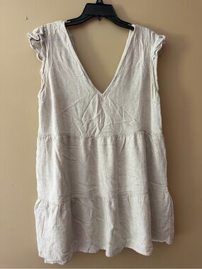 Abercrombie & Fitch Cream Sleeveless V-Neck Mini Dress